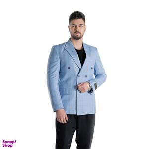 کت تک مردانه مدل چهارخانه شکوه دبل برس 5-1 رنگ آبی روشن