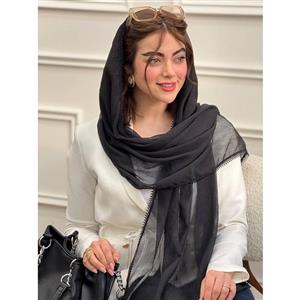 شال ابریشم حریر کبریتی حاشیه دانتل کد 3894