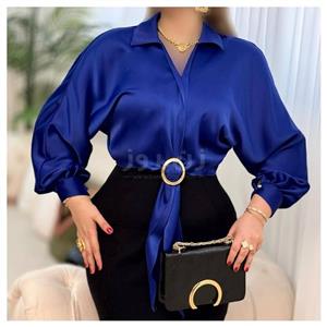 شومیز ساتن آستین خفاشی حلقه دار