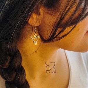 گوشواره آبکاری نقره طرح پاپیون