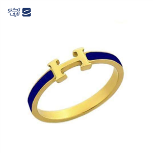 انگشتر طلا 18 عیار زنانه مدل هرمس سرمه ای مینایی کد sh0350 سایز 56