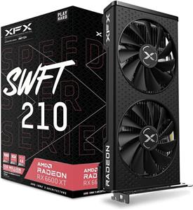 کارت گرافیک XFX Speedster SWFT 210 AMD Radeon RX 6600 XT Core، هشت گیگابایت GDDR6 با رابط 128 بیتی، شانزده گیگابیت بر ثانیه، فرکانس گیمینگ 2359 مگاهرتز، AMD RDNA 2، PCI-E 4.0، HDMI 3xDP | RX-66XT8DFDQ