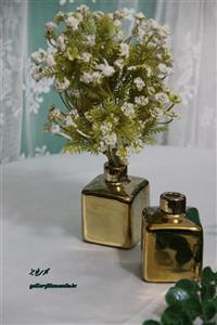 گلدان طلایی دکوراتیو سرامیک آبکاری شده