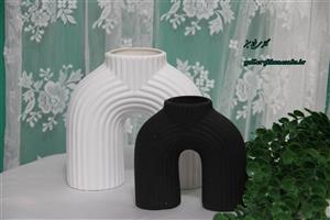 گلدان دکوری ۲ عددی سفید و مشکی کد 04