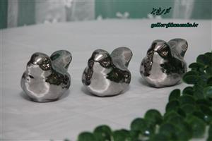 گنجشک دکوری نقره ای سرامیک آبکاری شده