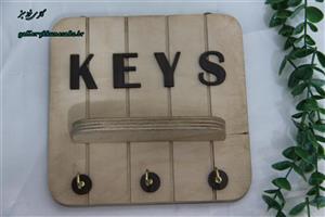 جا کلیدی چوبی دیواری مربع طاقچه دار طرح Keys
