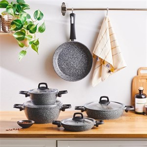 سرویس قابلمه 9 پارچه بیوگرانیتی کاراجا Bio Granit Grey Stone