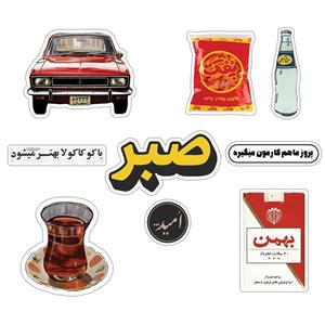 استیکر لپ تاپ طرح نوستالژی مجموعه 9 عددی 