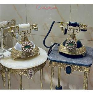 تلفن هرمی برنزی دسته سنگی گرد  مشکی و سفید