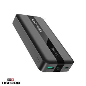 پاوربانک راو پاور مدل RP-PB1235 ظرفیت ۲۰۰۰۰ میلی آمپر ساعت