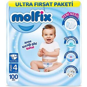 پوشک بچه مولفیکس چسبی آوانتاژ اصل ترکیه سایز 4 تعداد 100 تایی-molfix(واردات قانونی از منطقه آزاد ارس)