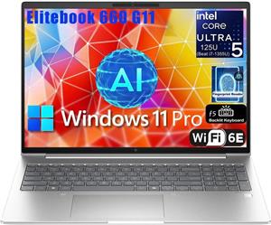 لپ تاپ تجاری HP Elitebook 660 G11، کامپیوتر 16 اینچی FHD ، پردازنده 12 هسته ای Intel Ultra 5 125U (بهتر از i7-1355U)، رم 16 گیگابایتی DDR5، حافظه SSD 512 گیگابایتی PCIe، WiFi 6E، صفحه کلید با نور پس زمینه، حسگر اثر انگشت، ویندوز 11 پرو، Befectoy