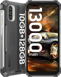 گوشی هوشمند مقاوم Blackview BV7100، باتری 13000 میلی آمپر ساعتی، شارژ سریع 33 واتی، 10 گیگابایت رم128 گیگابایت حافظه/قابل ارتقا تا 1 ترابایت، صفحه نمایش 6.58 اینچی FHD ، گوشی مقاوم ضد آب IP69K، NFC، OTG، حالت دستکش، بازگشایی قفل با چهره/اثر انگشت