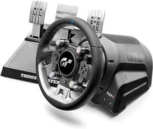 فرمان مسابقه Thrustmaster T-GT II به همراه مجموعه 3 پدال، PS5، PS4، PC، بازخورد نیروی بلادرنگ، موتور 40 واتی بدون جاروبک، سیستم دو تسمه، فناوری مغناطیسی، فرمان قابل تعویض
