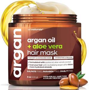 ماسک مو روغن آرگان آرت نچرالز - (226 گرم) - نرم کننده عمیق - روغن جوجوبا ارگانیک خالص، آلوئه ورا و کراتین - ترمیم موهای خشک، آسیب دیده یا رنگ شده بعد از شامپو - بدون سولفات
