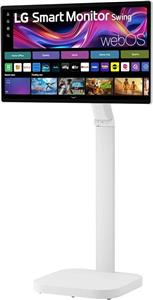 مانیتور هوشمند 31.5 اینچی ال‌جی Swing مدل 32U889SA با کیفیت 4K UHD IPS، مراقبت از چشم، صفحه لمسی، پایه چرخ‌دار، webOS، AirPlay 2Screen Share، بلندگوی داخلی، HDMI، USB-C 65W، قابلیت تنظیم شیب/ارتفاع/چرخش/محور، سفید