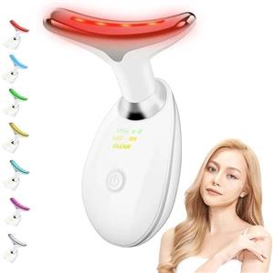 ماساژور صورت و گردن – دستگاه مراقبت از پوست با نور LED هفت رنگ برای ضد پیری، لیفتینگ، سفت کردن و جوانسازی – ماساژور زیبایی چند منظوره صورت برای استفاده در منزل