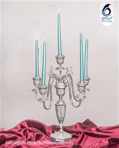 شمعدان پنج شعله شبه نقره قلم گل و مرغ  آب نقره سفید ۵ شاخه با روکش و ضمانت 36 ماهه صنایع دستی کیمیاترنج
