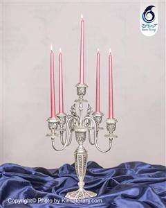 شمعدان پنج شعله  شبه نقره قلم گل و مرغ  آب نقره پتینه ۵ شاخه با روکش و ضمانت 36 ماهه صنایع دستی کیمیاترنج