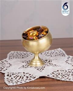 کاسه آجیل خوری تک پایه ساده  کلاسیک برنجی ضخیم پسته خوری با ضمانت ۶۰ ماهه صنایع دستی کیمیا ترنج
