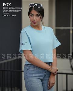 کراپ دخترانه جنس نخ پنبه سوپرلطیف سراستین گلدوزی شده