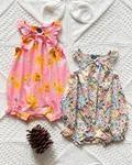 رامپر سبز/صورتی کتان نخی طرح گلدار old navy
