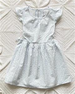 پیراهن کتان نخی آبی طرح گلدار carters