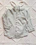 پیراهن نخی سفید طرح راه راه سبز کمرنگ h&m