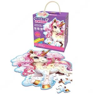 پازل کودک 45 تکه مدل یونیکورن GLITTER PUZZLE جادویی کد 88951