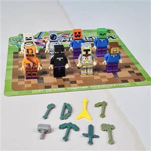 مینی فیگور 8 عددی ماینکرفت با سلاح MINECRAFT کد 8909
