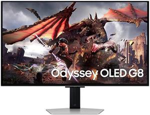 مانیتور گیمینگ سامسونگ Odyssey G80SD OLED، ۳۲ اینچ، ارتقاء کیفیت هوش مصنوعی 4K، صفحه نمایش UHD، ۳۸۴۰ x ۲۱۶۰، ۲۴۰ هرتز، زمان پاسخگویی ۰.۰۳ میلی‌ثانیه (G/G)، Nvidia G-Sync و AMD FreeSync Premium Pro، LS32DG800SUXEN
