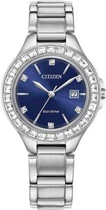 ساعت مچی زنانه سیتیزن مدل Silhouette Crystal Eco-Drive، سه عقربه و نمایشگر تاریخ، استیل ضد زنگ