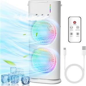 پنکه مه پاش رومیزی شارژی دوقلو مدل Double-ended Spray Fan همراه با کنترل 