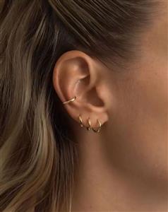 گوشواره حلقه ای طلایی ضد حساسیت رنگ ثابت با 3 سایز متفاوت