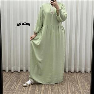 پیراهن ساحلی نخی زنانه مدل آتریسا فری سایز با کمربند