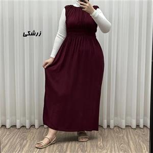 پیراهن ساحلی نخی زنانه و دخترانه فری سایز مدل حلقهای سینه کشدار