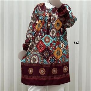 تونیک نخی زنانه سایز بزرگ مدل ستاره دکمه دار