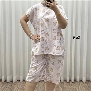 ست تاپ و شلوارک راحتی زنانه نخی مدل ملیح فری سایز مناسب تا سایز 50
