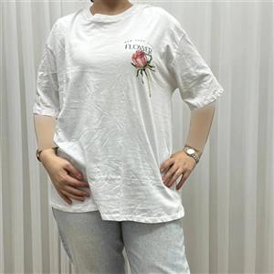 تیشرت نخی زنانه LC Waikiki طرح گل پشت چاپدار مناسب استفاده روزمره