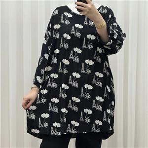 تونیک نخی زنانه مدل ایفل سایز بزرگ فری سایز مناسب تا 56