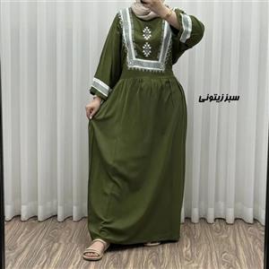 پیراهن نخی زنانه مدل پادمیرا فری سایز مناسب تا 48 همراه با کمربند