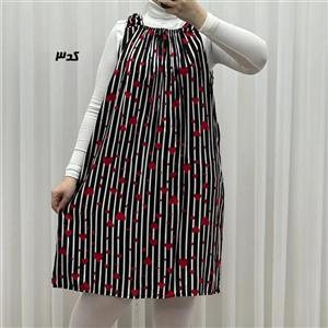 پیراهن نخی کوتاه زنانه و دخترانه فری سایز مناسب تا سایز 50