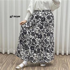 دامن بلند نخی زنانه طرح فلور فری سایز مناسب تا سایز 54