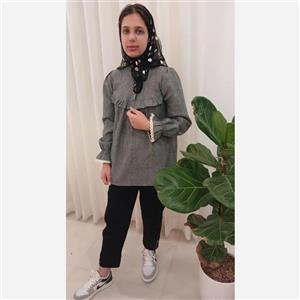 شومیز دخترانه لینن کالیفرنیا آستین کشدار مدل ریحانه مناسب بهار و تابستان
