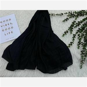شال نخی وارداتی تک مشکی قواره بزرگ 260x100 سانتیمتر کد 913 بدون آبرفت و چروک