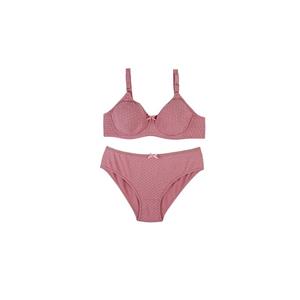 ست شورت و سوتین نخی فنردار پرسی طرح نقطه سایز 75 تا 90