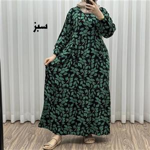 پیراهن نخی گلدار برگ فری سایز تا 46 سوپر نخ خارجی چهارفصل زنانه شیک راحت سایه نمیندازد کمربند دارد