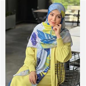 روسری مجلسی طرح آبرنگی نخ کاستوم قواره بزرگ 140 سانتیمتر