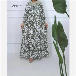 پیراهن ساحلی نخی فلور زمینه سفید فری سایز (38 تا 48) بدون بدن نما