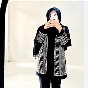 کت سوزن دوزی مشکی کرپ مرویجت زنانه دُرّکالکشن سایز 40-44 مناسب مهمانی قد 80 